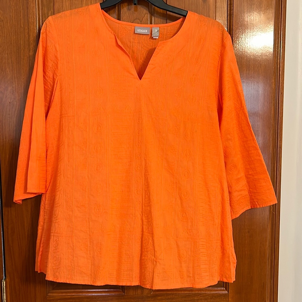 Chicos size 3 orange embroidered 100% cotton top